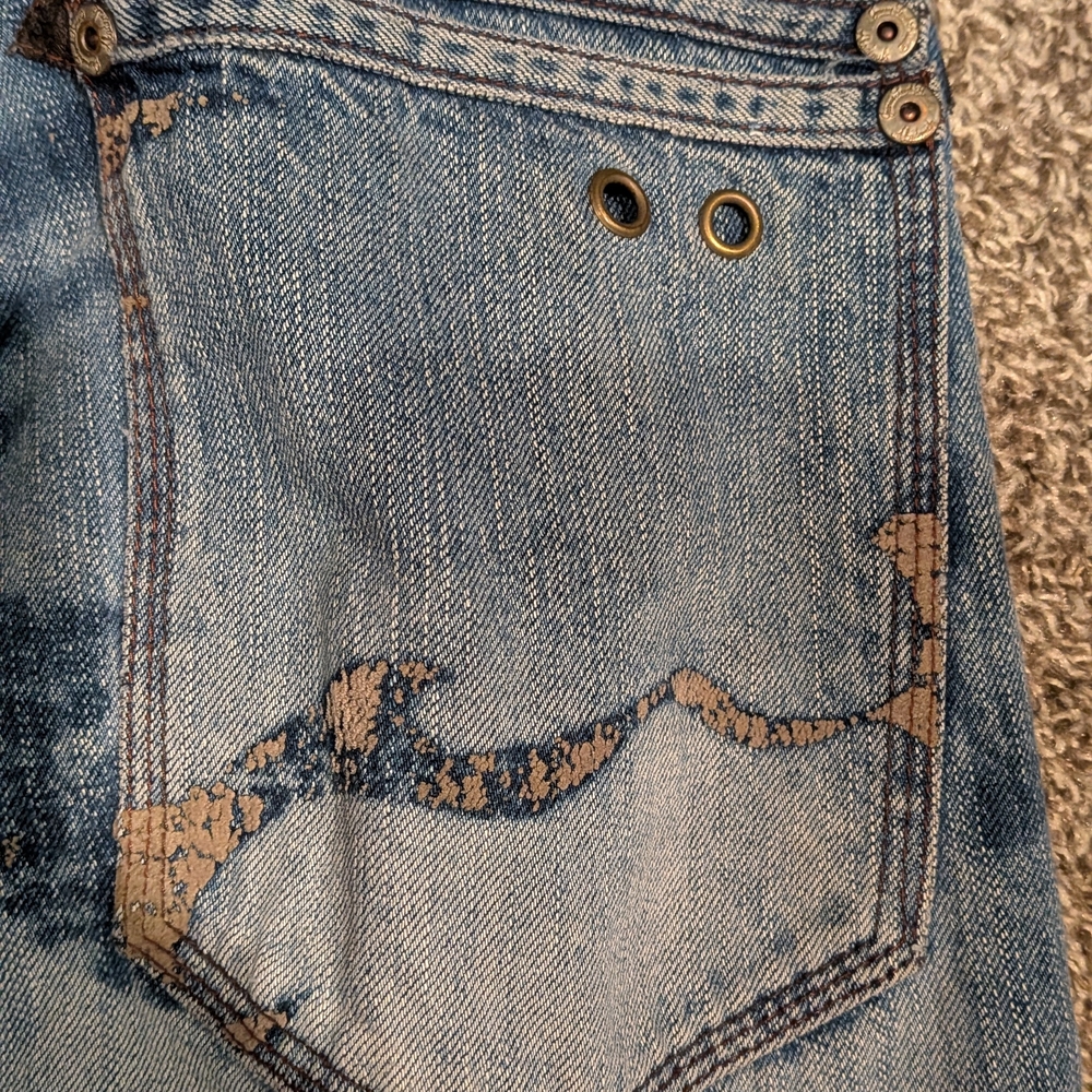 Akademiks Jeans Mens 34 Y2K Baggy Distressed Beaded Embroidered Hip Hop Denim - Picture 13 of 16